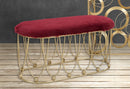 Panca Amelie Bordeaux 91,5x40,5x46 cm in Ferro e Spugna e Poliestere Bordeaux e Oro
