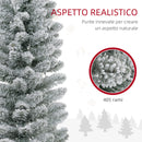 Albero di Natale Innevato Slim 210 cm con 405 Rami e 180 Luci LED Bianco Caldo in Plastica e Metallo Bianco      