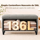 Cassapanca Pouf Contenitore Poggiapiedi 136 L 110x41x42 cm in Finta Pelle Adatta agli Animali Domestici Grigio      