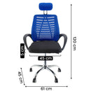 Sedia Poltrona Direzionale da Ufficio con Poggiatesta e Braccioli Blu