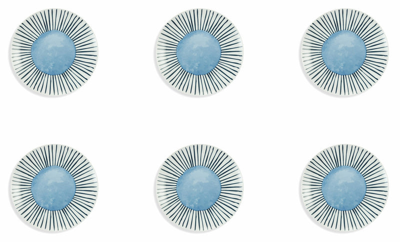 Set 6 Piatti Piani Ø27x2,5 cm in Porcellana Villa d'Este Home Tivoli Marea Rghe