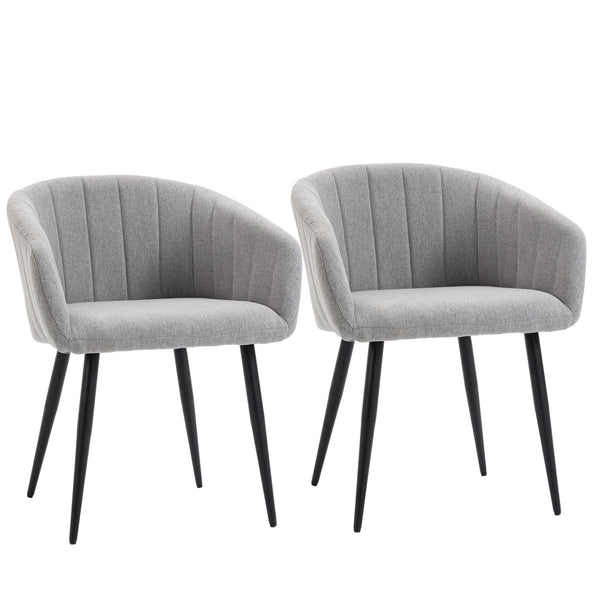 Lot de 2 Chaises Rembourrées 62x56x76 cm en Tissu Effet Lin Gris Clair sconto