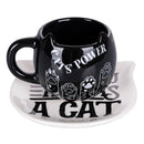 Set piattino e tazza  in Ceramica VdE Tivoli 1996 Cats Bianco e Nero