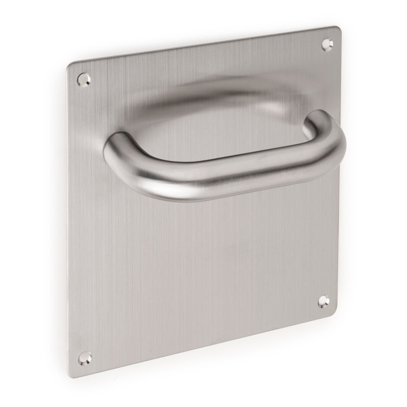 Maniglie Fisse ad u con Piastra 17 x 17 cm Acciaio Inossidabile Nichel Satinato Set di 2 Emuca