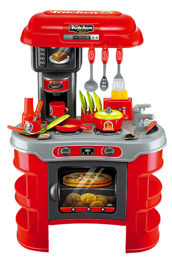 sconto Cuisine jouet pour enfants 72x46x61 cm avec ustensiles Miller Red