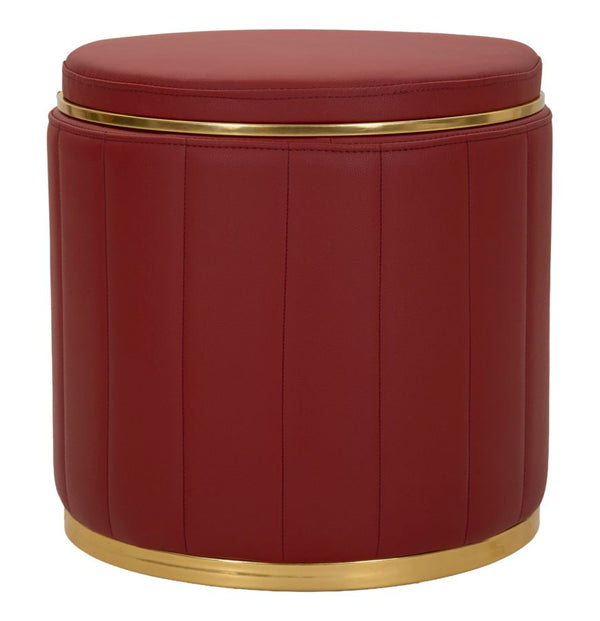 sconto Puff con Contenitore London Rosso Ø46,5x44 cm in Pino e MDF e Spugna e Metallo e PU
