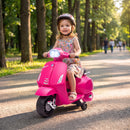 Moto Elettrica per Bambini Licenza Vespa Batteria Ricaricabile 6V Rotelle e Luci Rosa      