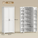 Mobile da Cucina 80x40x180 cm con Ruote 2 Ante 14 Scomparti in MDF Bianco      