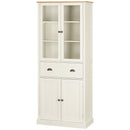 Mobile Dispensa a 5 Livelli con Cassetto Centrale 76x40x182,5 cm  in MDF e Truciolato Bianco Crema