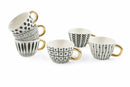 Set 6 Tazzine da Caffè Ø7x5 cm in Gres Villa d'Este Home Tivoli Masai Nero e Bianco