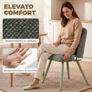 Set 2 Sedie da Pranzo 51x54x84 cm con Seduta Imbottita e Gambe in Metallo in Velluto Verde Scuro      