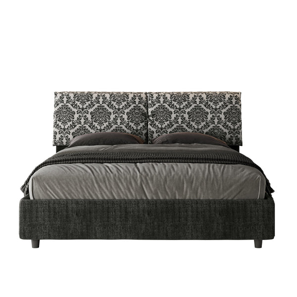 Letto Matrimoniale con Testata e Alzata Comoda Imbottito in Tessuto Agata Mados Blu Varie Misure prezzo