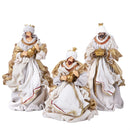 Set 3 Statuine Re Magi 36 cm in Tessuto e Resina Bianco e Oro