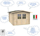 Casetta Box da Giardino per Attrezzi 215x250 cm con Porta Doppia Finestrata in Legno Naturale