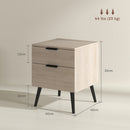 Set 2 Comodini Stile Nordico 40x40x50 cm con Cassetti in Legno Rovere  