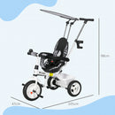 Triciclo per Bambini 105x47x89 cm con Maniglione e Barra di Sicurezza Bianco e Nero   