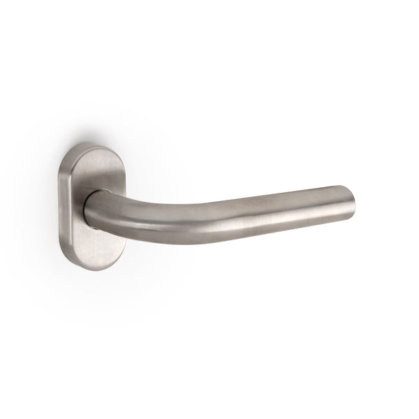 Poignées avec Rosace Ovale pour Portes Intérieures Forme L Acier Inoxydable Nickel 2 Sets Emuca prezzo