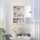 Armadietto Porta Medicinali da Parete 40x15x60 cm a 3 Ripiani con Chiave Anta Ventilata e Vani Portaoggetti in Acciaio Laminato Bianco      