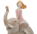 Statuetta Dolly su Elefante 22x10x21 cm in Resina Rosa