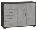 Madia 2 Ante 4 Cassetti 116x86x41 cm Ossido Nero/Cemento