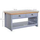 Tavolino 2 Cassetti 1 Ripiano 99x55x50,5 cm in MDF Grigio e Legno