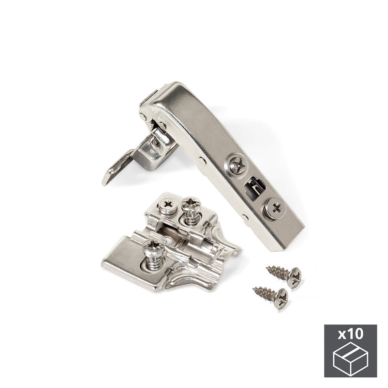 Cerniera a Scodellino 35mm Braccio Angolare 90º Chiusura Ammortizzata Basetta Euro 10Pezzi Emuca