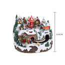 Villaggio Natalizio Giostra e Stazione Luci Musica e Movimento 34 cm in Resina