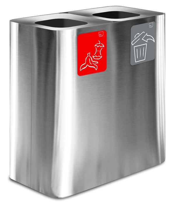 Pattumiera Sistema di Raccolta Rifiuti 77x38xh80 cm In Acciaio Inox 2 Scomparti Argento acquista