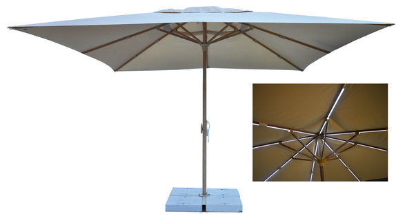 acquista Parasol de jardin 4x4 m Mât Ø60 mm avec LED en Aluminium Bois de Chêne Toile Polyester Ecru