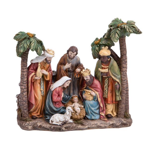 Nativité aux palmes H21 cm en résine online