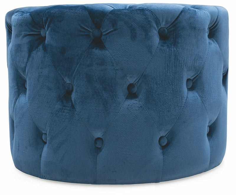 Pouf Poggiapiedi Sgabello Tondo Ø60 cm in Velluto Soriani Blu