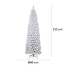 Albero di Natale  Artificiale Slim Floccato Realistico Innevato 210 cm 442 Rami Bianco Effetto Neve 