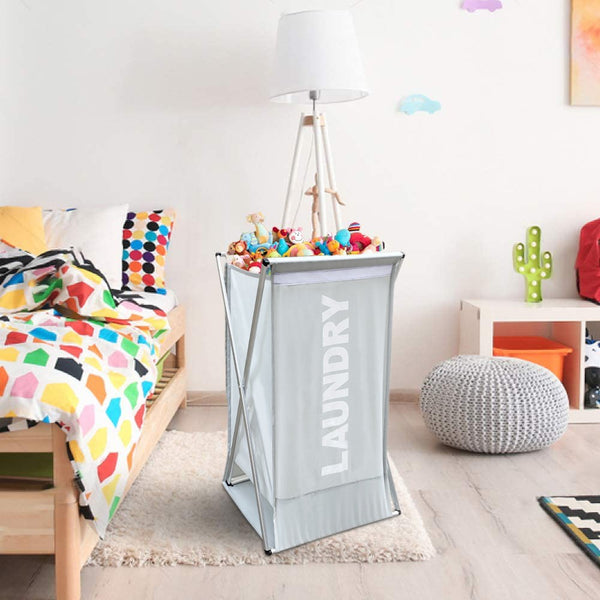 acquista Panier à Linge Pliable 63x42x320 cm en Aluminium Gris Clair