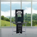 Scrivania da Ufficio ad Angolo Porta PC in MDF e Ferro 113x65x158 cm  Nera