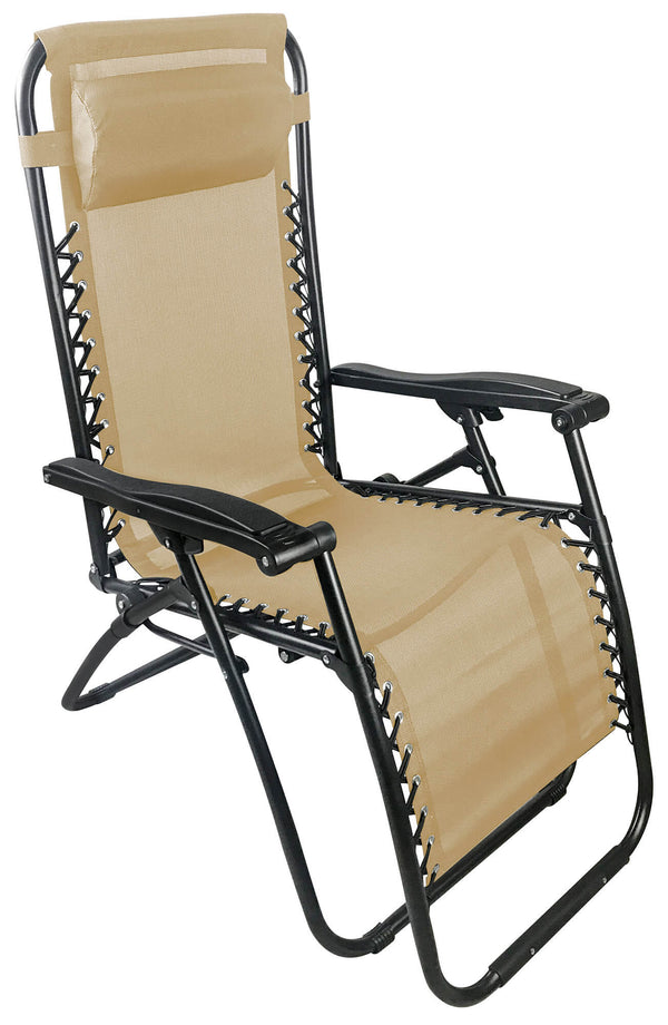 acquista Chaise longue pliante inclinable Zero Gravity en acier et textilène beige sieste