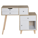 Consolle Trucco 105x45x123 cm con Specchio 4 Cassetti e Sgabello 