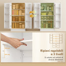 Credenza da Cucina 60x40x159 cm con Armadietto con 8 Ripiani Portaspezie e 2 Cassetti Bianco      