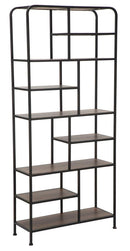 Libreria Essential 80x30x180 cm in Ferro e MDF Nero e Marrone