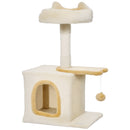 Albero Tiragraffi per Gatti con Cuccia 40x30x72cm in Sisal e Peluche Beige Giallo      