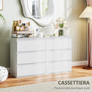 Comò Cassettiera 6 Cassetti 120x39x75 cm con Maniglie a Gola in Legno Bianco   