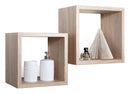 Set 2 Mensole Cubo da Parete Quadrato in Fibra di Legno Q-Bis Maxi Rovere Naturale/Sagerau