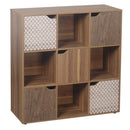 Libreria Mobiletto 9 Scomparti 5 Ante 88.8x29x90.5 cm in Legno MDF Effetto Naturale