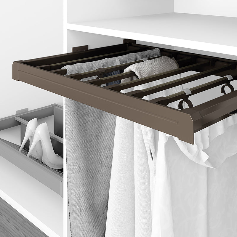 Porta Pantaloni Estraibile per Armadio 90 cm in Alluminio e Acciaio Emuca Moka