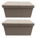 Set 2 Pouf Contenitore 76x38x38 cm Joris in Bouclè Beige