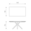 Tavolo Allungabile 160/240x90x76 cm in Metallo con Top Ceramica su Vetro Marmo Bianco