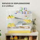 Gabbia per Criceti a 4 Livelli 78x45x73 cm con Tubi e Accessori in Metallo PP e PS Bianco  