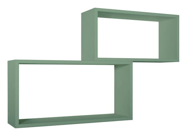 Ensemble de 2 étagères murales cubiques rectangulaires en panneaux de fibres de bois vert marine Bislong online
