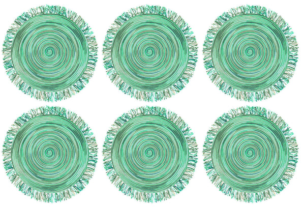 online Set 6 Tovagliette con Frange Ø45x0,5 cm  in Polipropilene VdE Tivoli 1996 Shades of Greenery