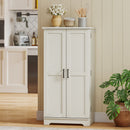 Credenza Cucina Mobile Dispensa 60x40x120 cm con 12 Portaspezie Ripiani Regolabili e 2 Ante in Truciolato e MDF Crema      
