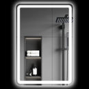 Specchio Bagno da Parete 70x100 cm con Interruttore Touch e Luce LED in Vetro Temperato Argento  